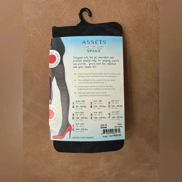 Assets Red Hot Label By Spanx Shaping Tights Textured Zig Zag Size 4 - Picture 3 of 3